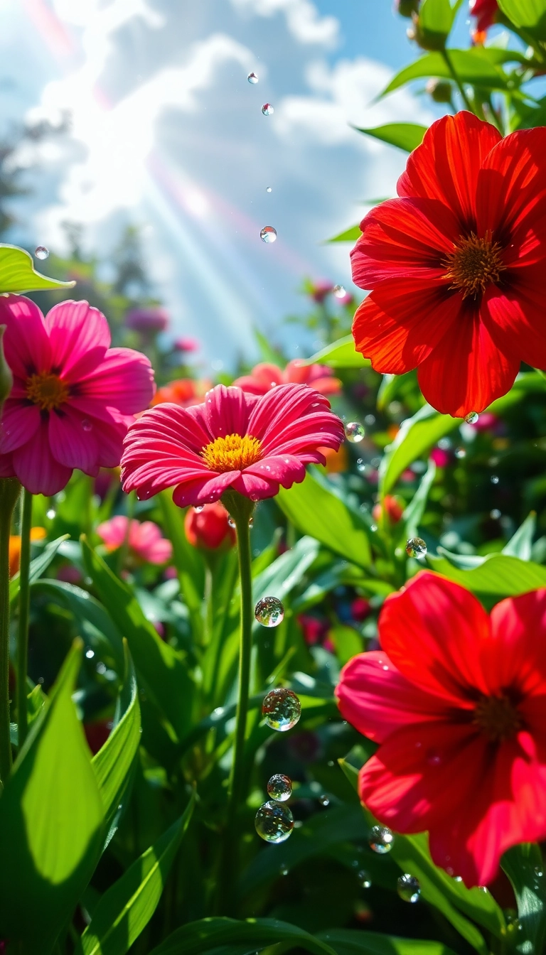 HD iPhone AI Spring Rain Garden Dynamic Background Copyright-Free Stock Image